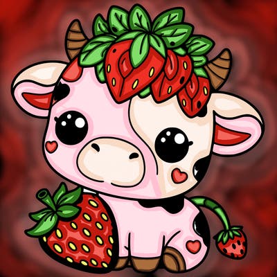 cute strawberry cow