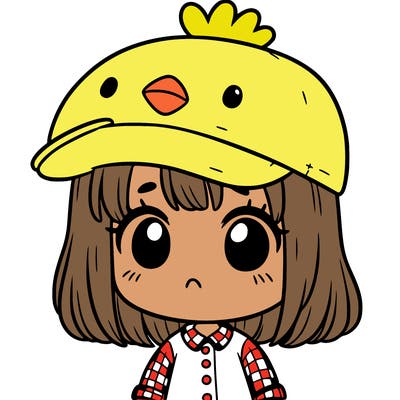 cute girl with chicken hat