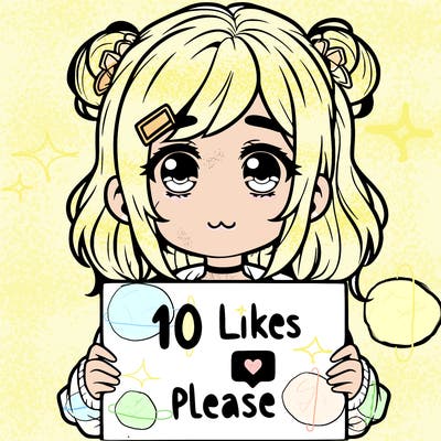 a girl with a sign saying 10 likes please