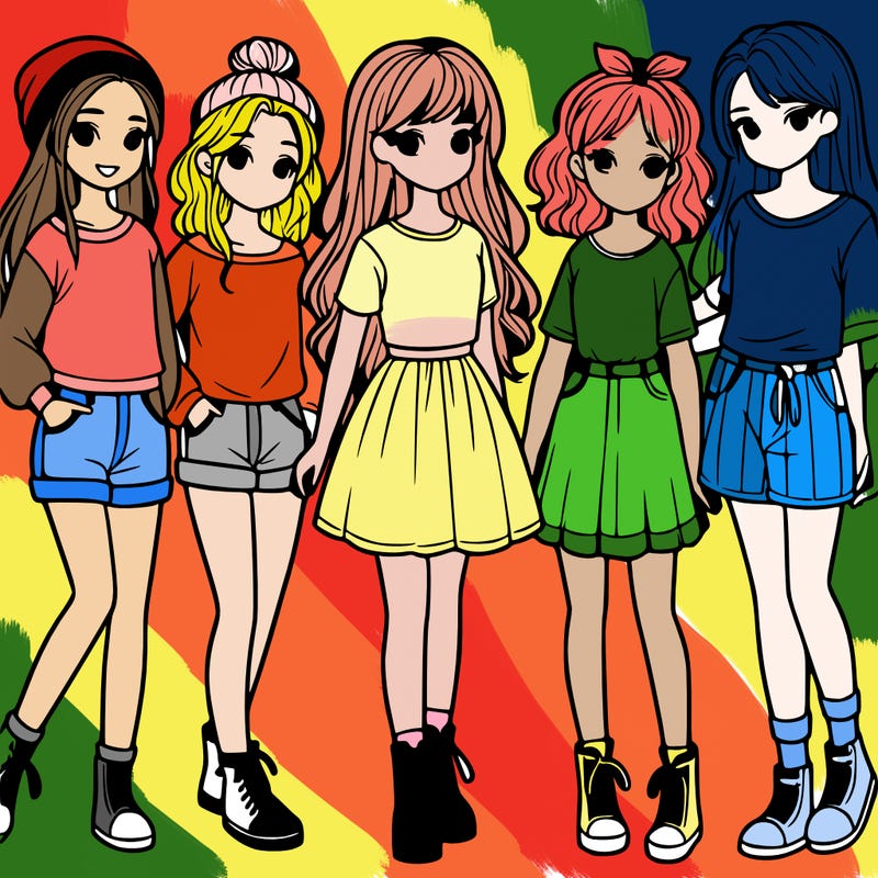 a group of five girls