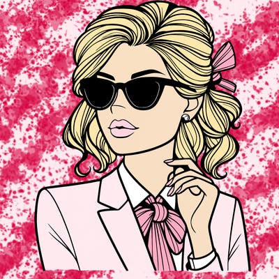 elegant woman in suit and sunglasses