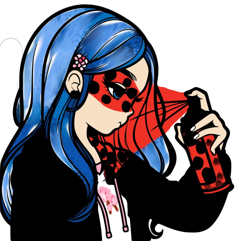 a realistic girl spray painting