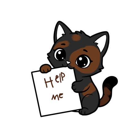 a small cat with a blank sheet of paper in its hand. the cat is sooooooo cute!
