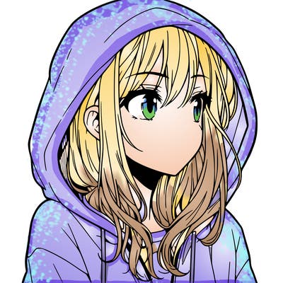 manga girl in hoodie