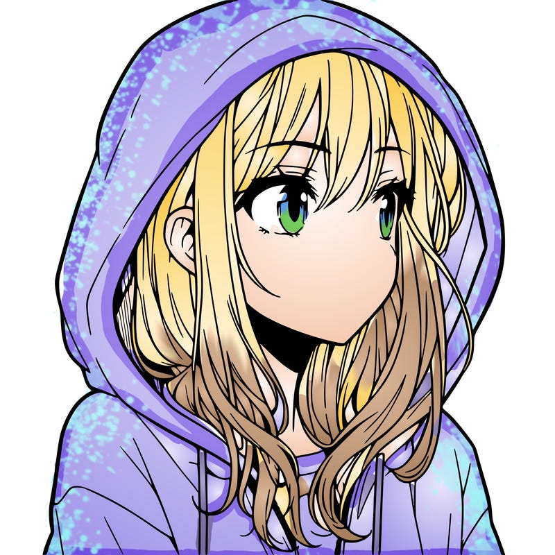 manga girl in hoodie