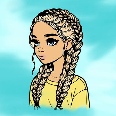 realistic girl with braids