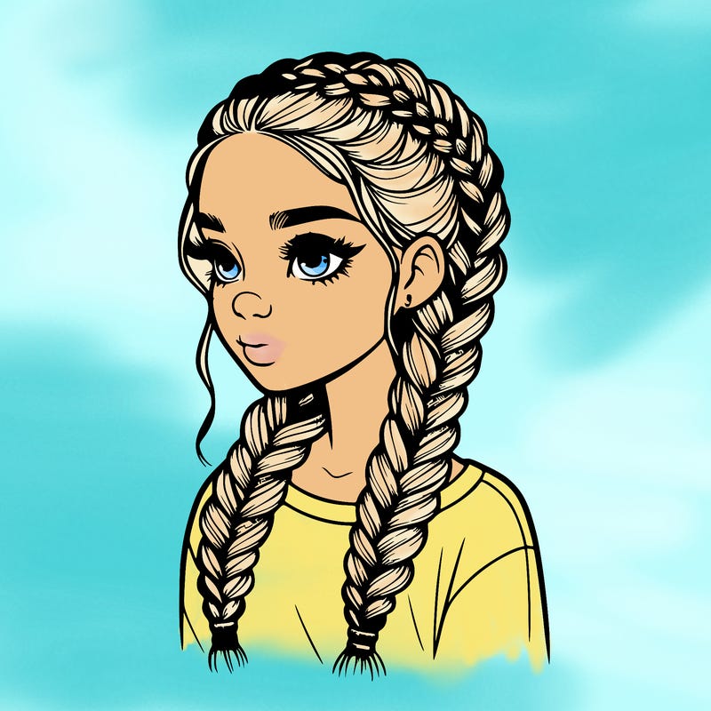 realistic girl with braids