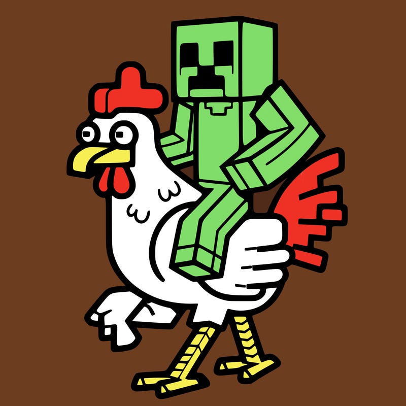 minecraft zombie riding a minecraft chicken