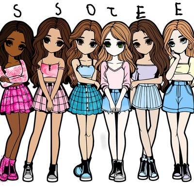 a group of girls realistic