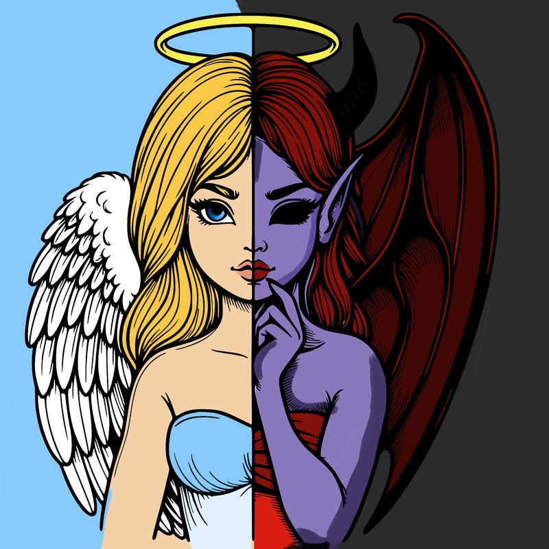 realistic angel half demon