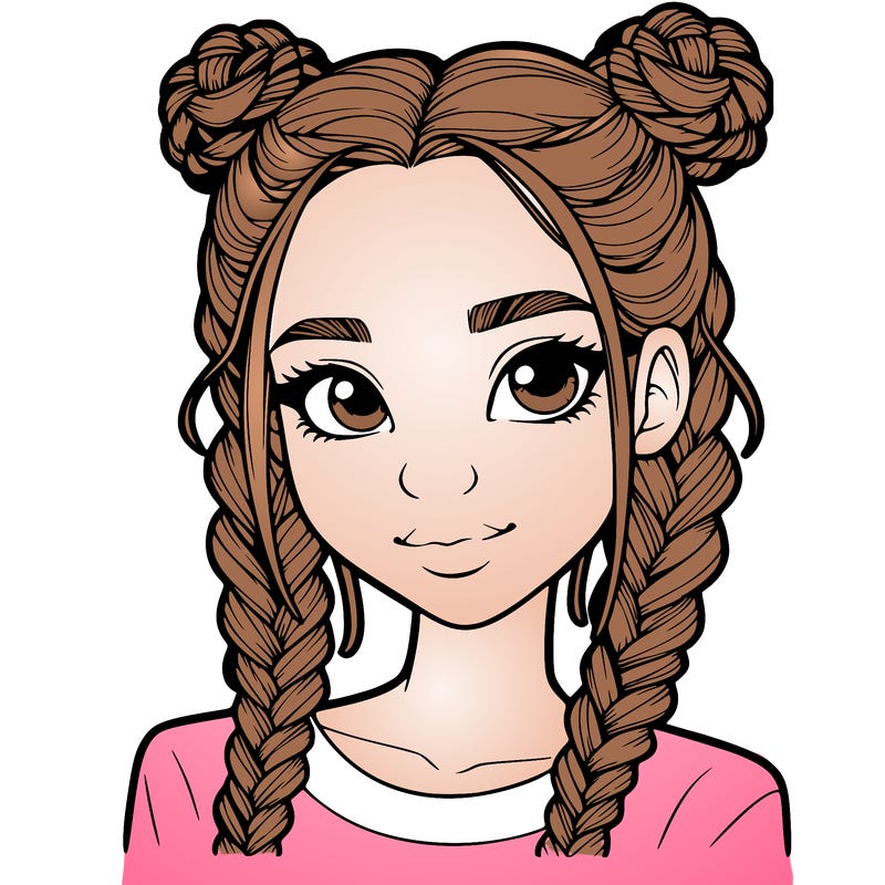 realistic girl with braids