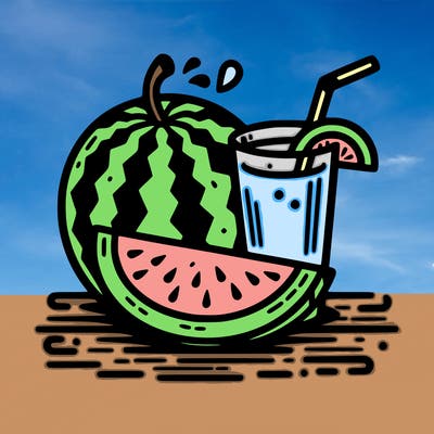 watermelon slice with juice