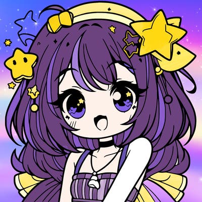 cute anime girl with star accessories