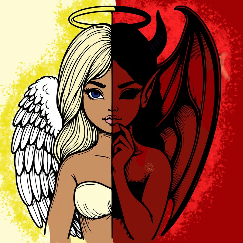 realistic angel half demon