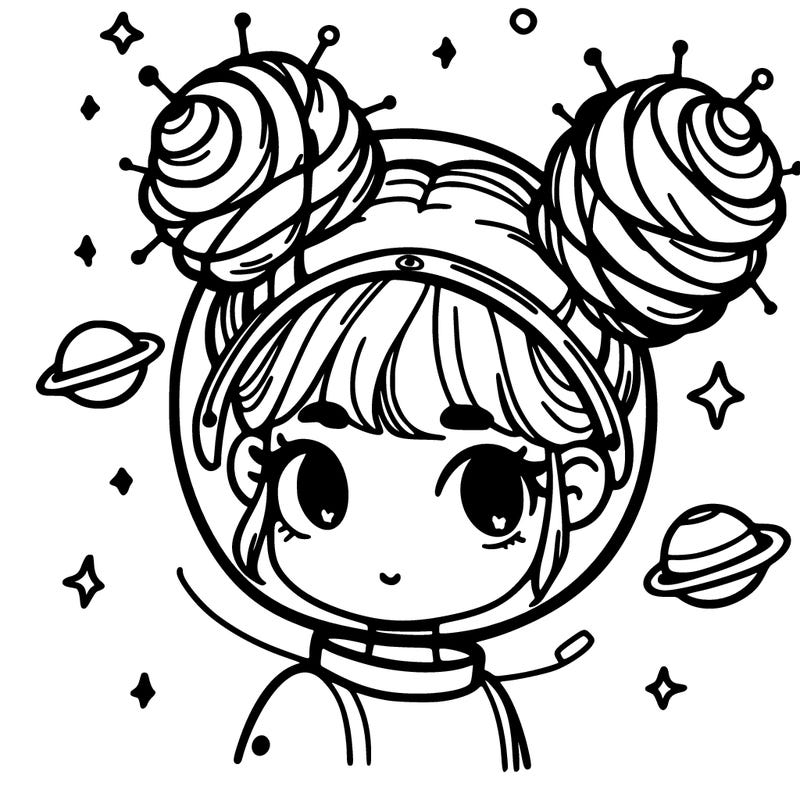 space girl with with space buns