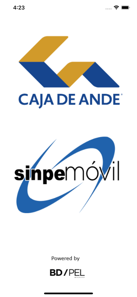 Caja de ANDE SINPE Móvil - Loghi di Caja de ANDE e SINPE Movil nella schermata di avvio dell'app mobile