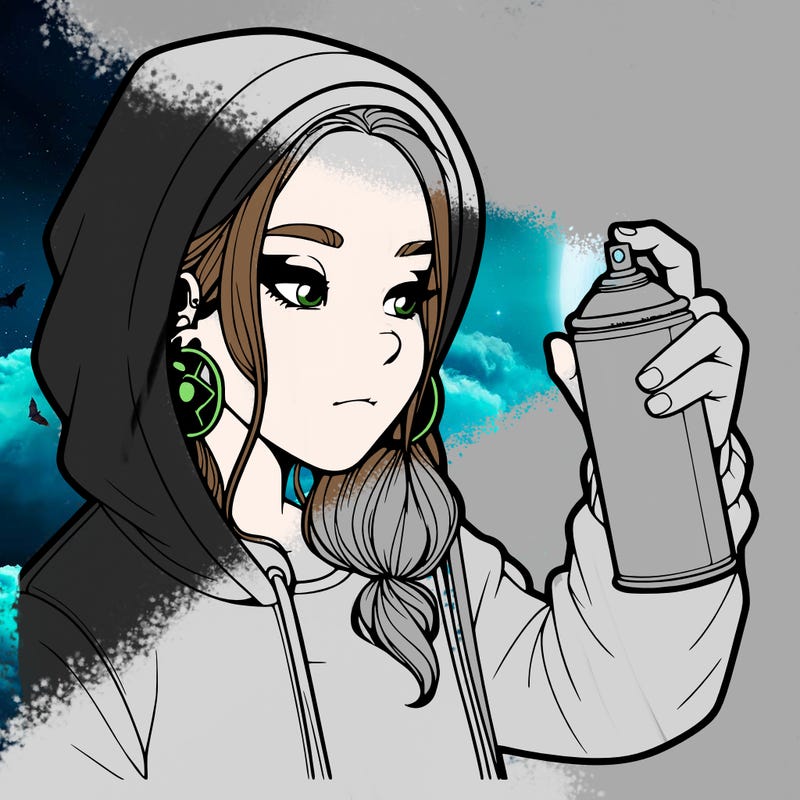 a realistic girl, spray painting