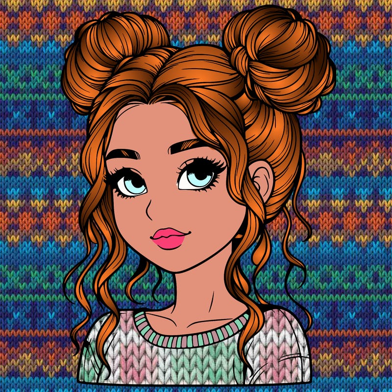 realistic girl with two buns in her hair
