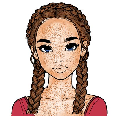 realistic girl with braids