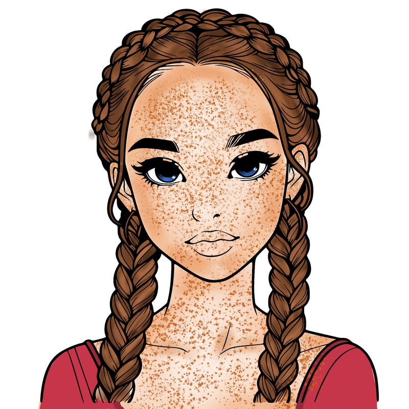 realistic girl with braids