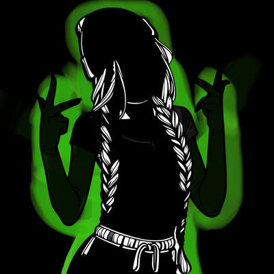 realistic teenage girl with braids and a beanie and crop top doing 🫶🏼