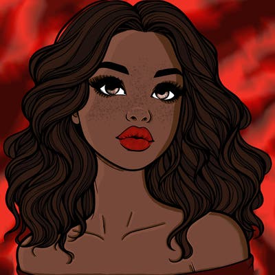 realistic girl with wavy hair and lips