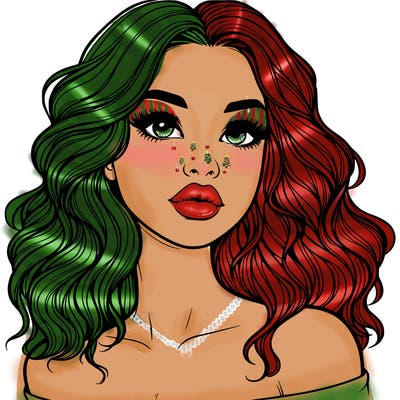 realistic girl with wavy hair and lips