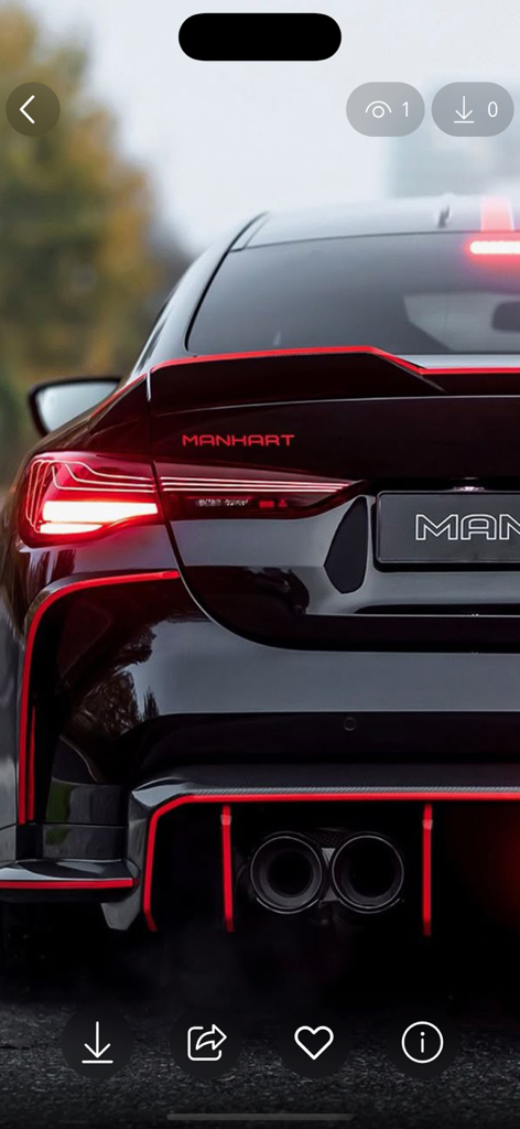 Car Wallpapers 4K | HD - Vista trasera de un fondo de pantalla de coche deportivo de lujo negro y rojo Manhart en resolución 4K