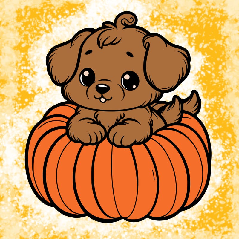 cute little puppy in a pumpkin