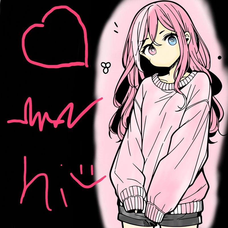 manga teen girl  in a sweater and baggy pants