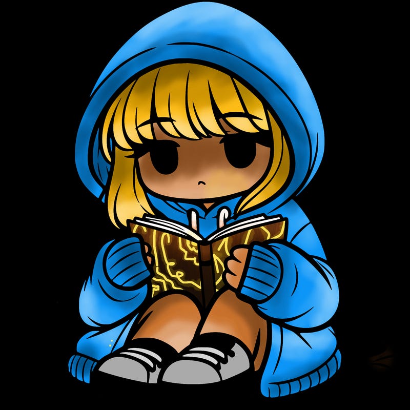 girl in oversized hoodie reading a book