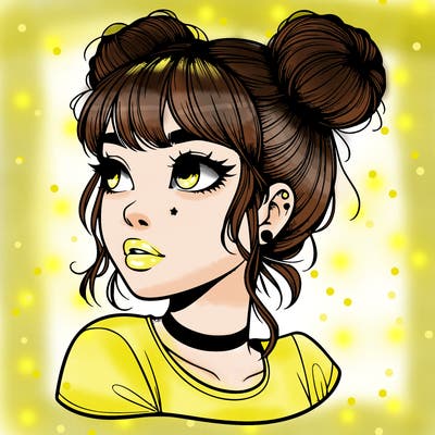 realistic girl with spacebuns