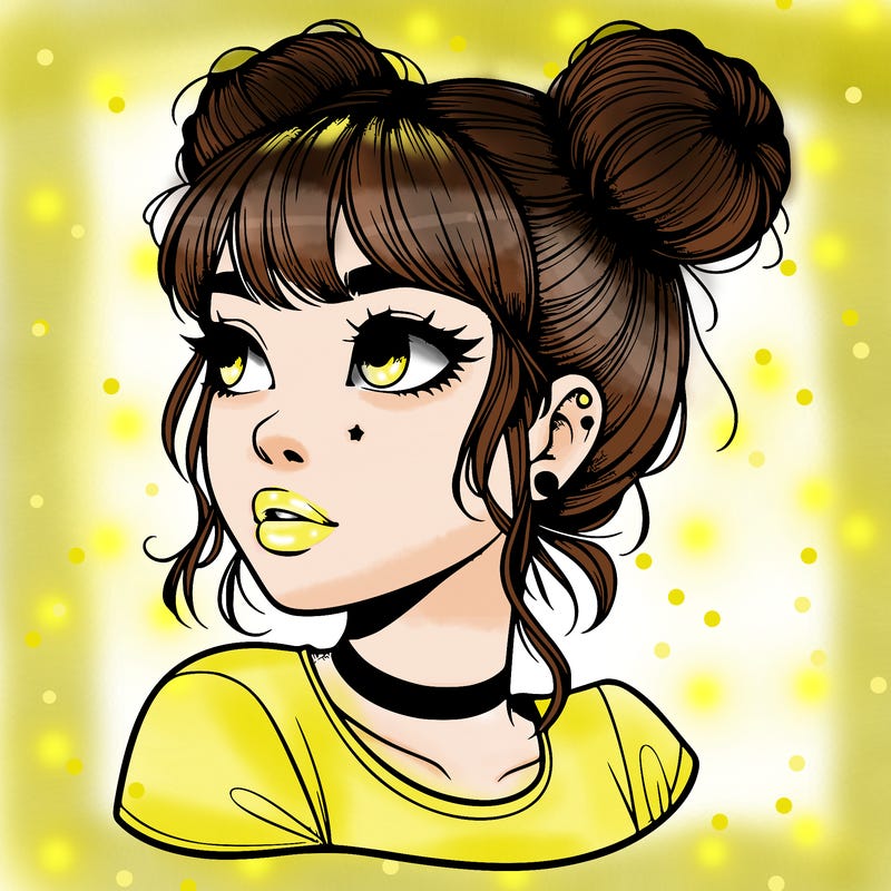 realistic girl with spacebuns