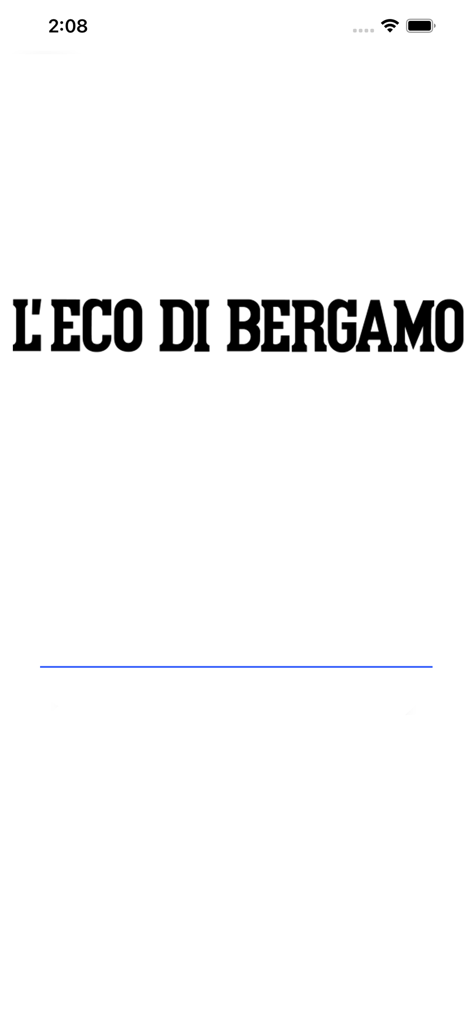 L'Eco di Bergamo Digital - Loading screen of the L'Eco di Bergamo Digital app featuring the newspaper title and a progress bar.