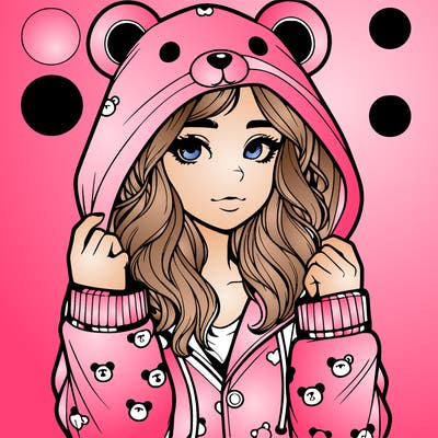 realistic girl in a animal pjs hoodie