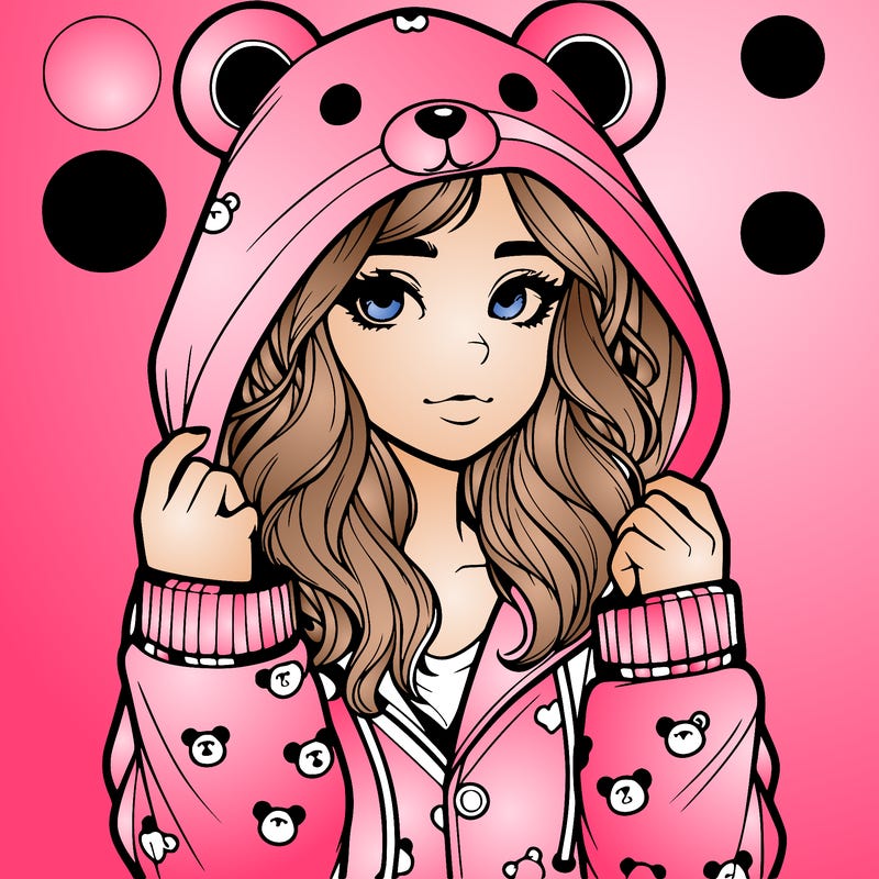realistic girl in a animal pjs hoodie