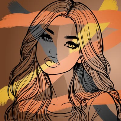 realistic girl with hair on her hair and lips