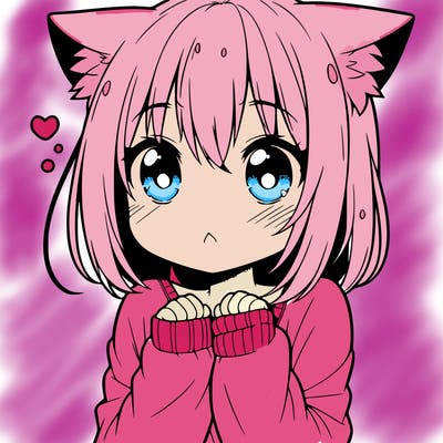 shy anime catgirl