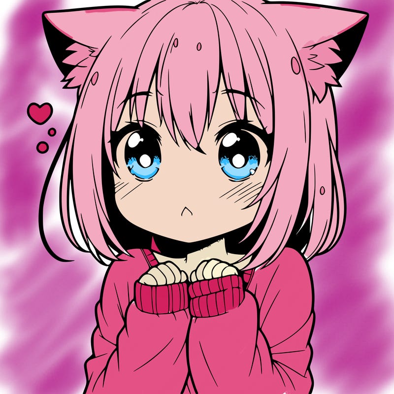 shy anime catgirl