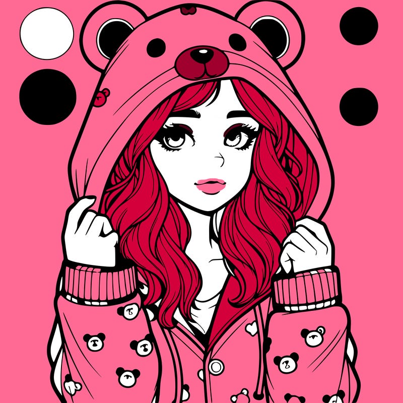 realistic girl in a animal pjs hoodie