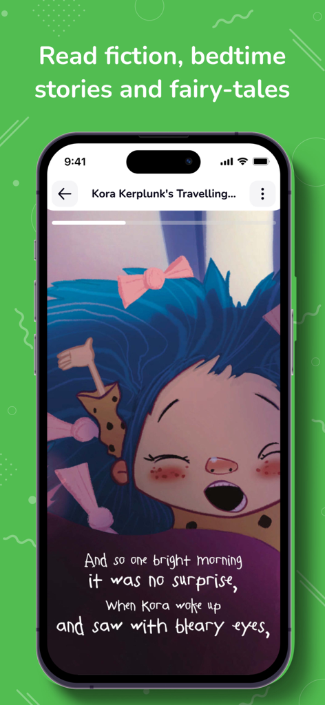 Mobile phone displaying a narrated picture book for kids from the Booka app.