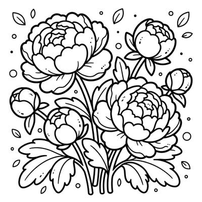 Introduce your little one to the beauty of flowers with this charming kawaii peonies coloring page. Designed with ultra-thick lines and large areas, it's perfect for toddlers to explore colors and boost their motor skills.