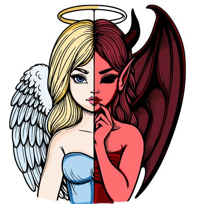 realistic angel half demon