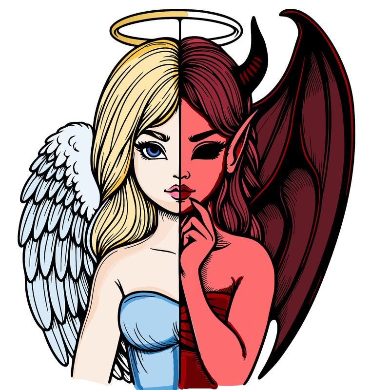 realistic angel half demon