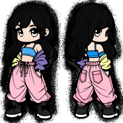 girl in crop top and baggy pants