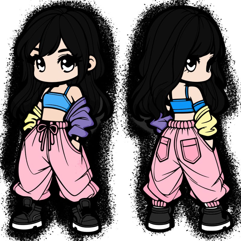 girl in crop top and baggy pants