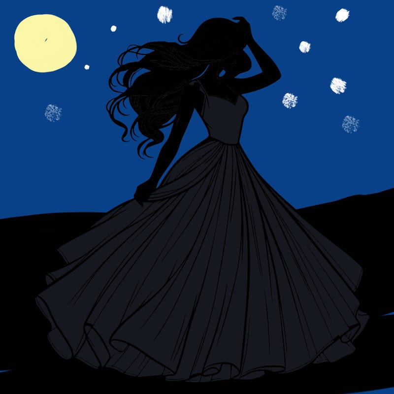 realistic woman with dress flowing in the wind