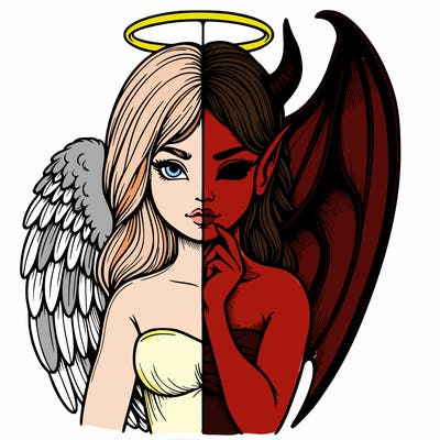 realistic angel half demon