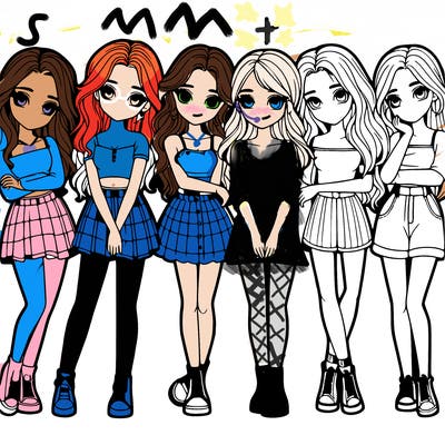 a group of girls realistic