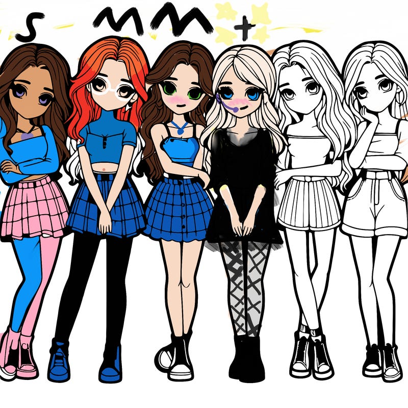 a group of girls realistic